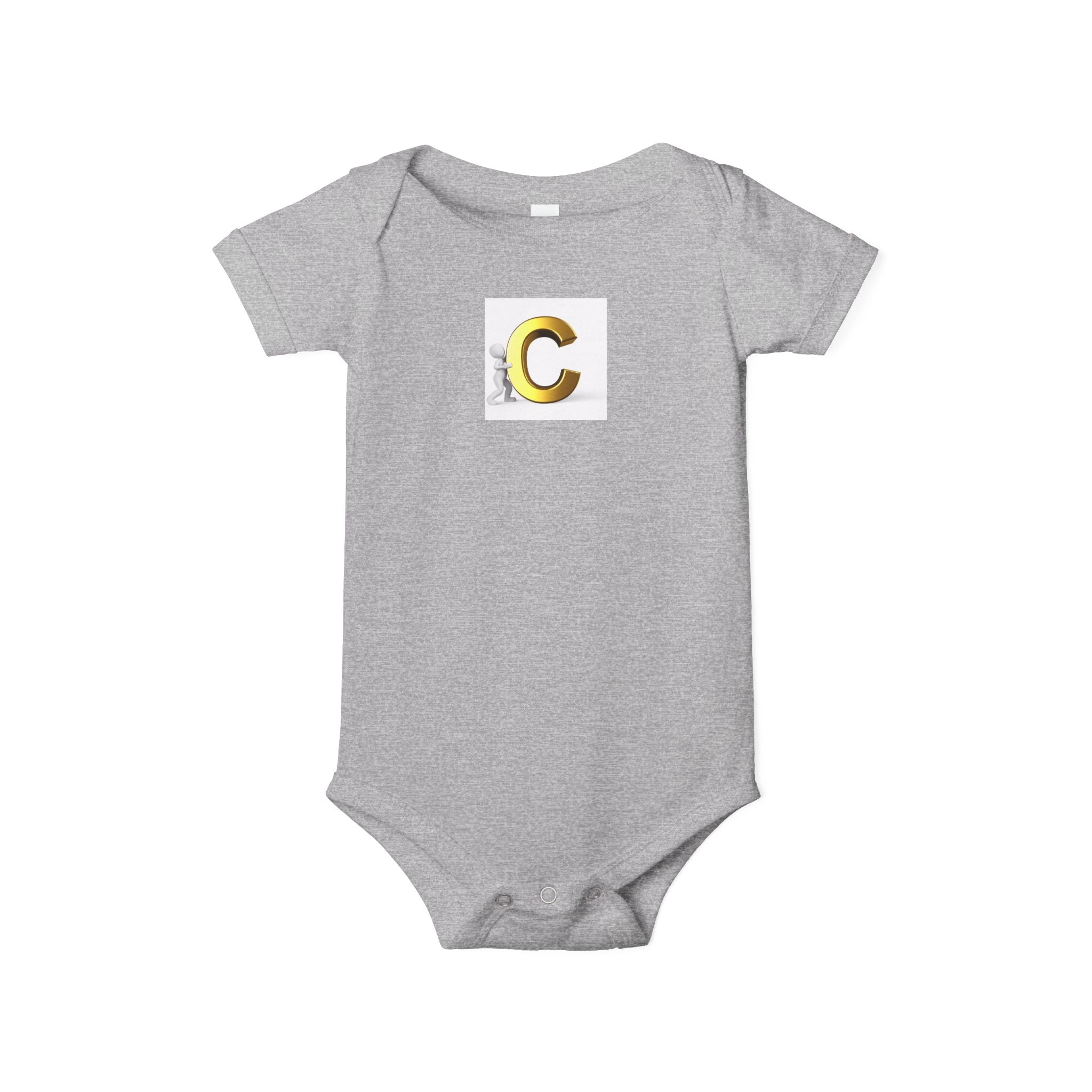 Gold Letter C Monogram Infant Onesie | Baby Bodysuit Initial