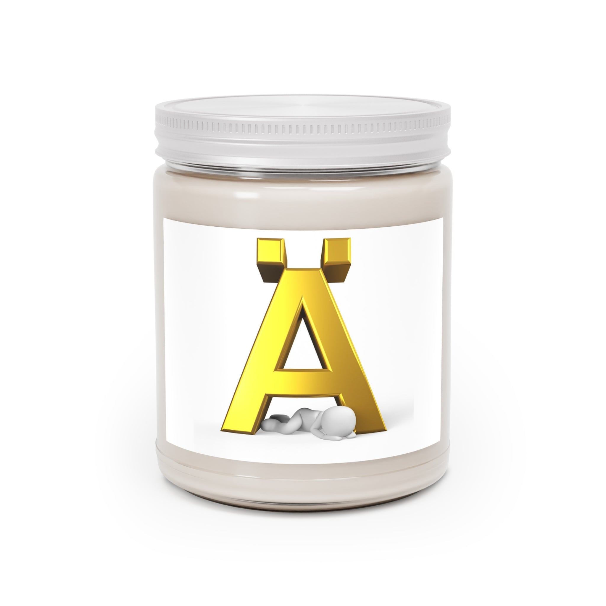 Golden Letter Ä Candle | 9oz Soy Candle with White Lid