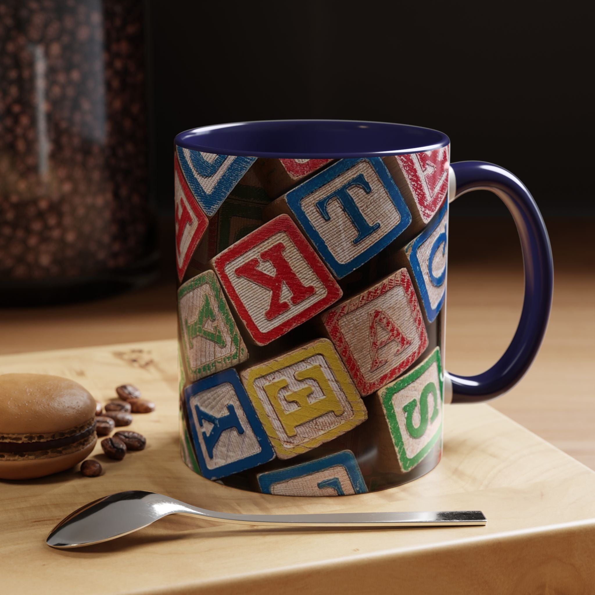 Alphabet Blocks Accent Coffee Mug | Kids Toy Letter Pattern
