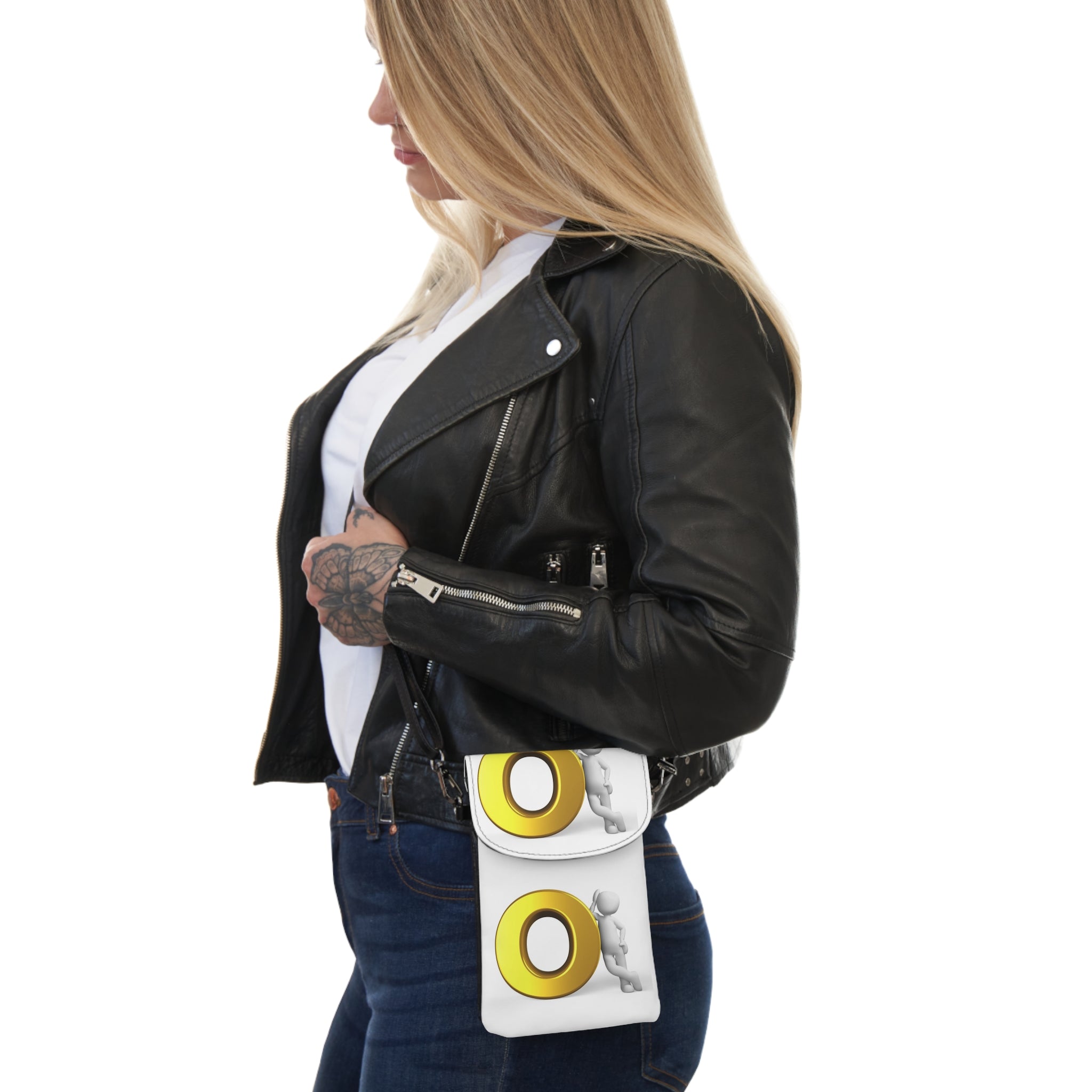 Yellow letter O Small Cell Phone Wallet | Crossbody Phone Pouch