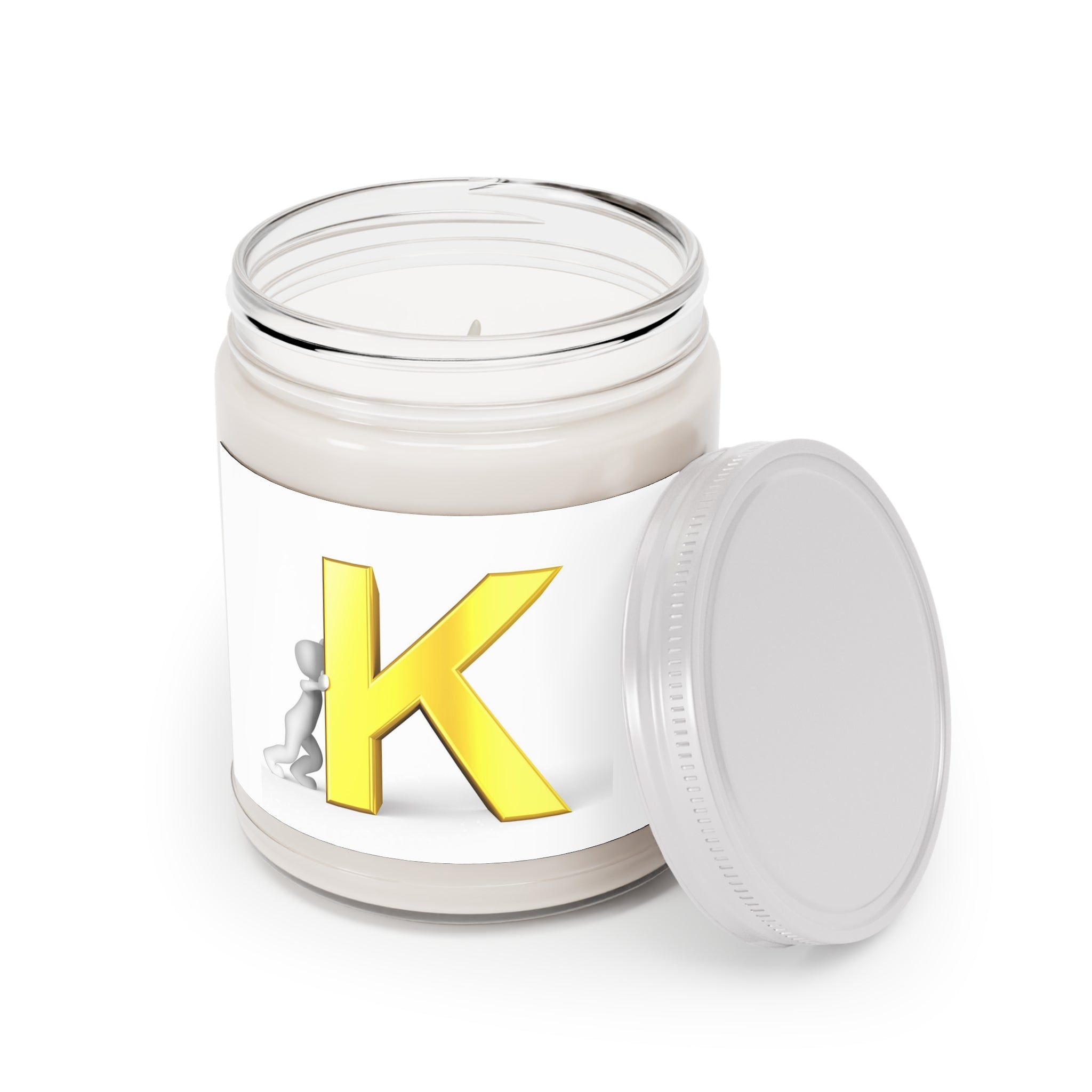 Yellow Letter K Monogram Candle Jar | 9oz Soy Candle