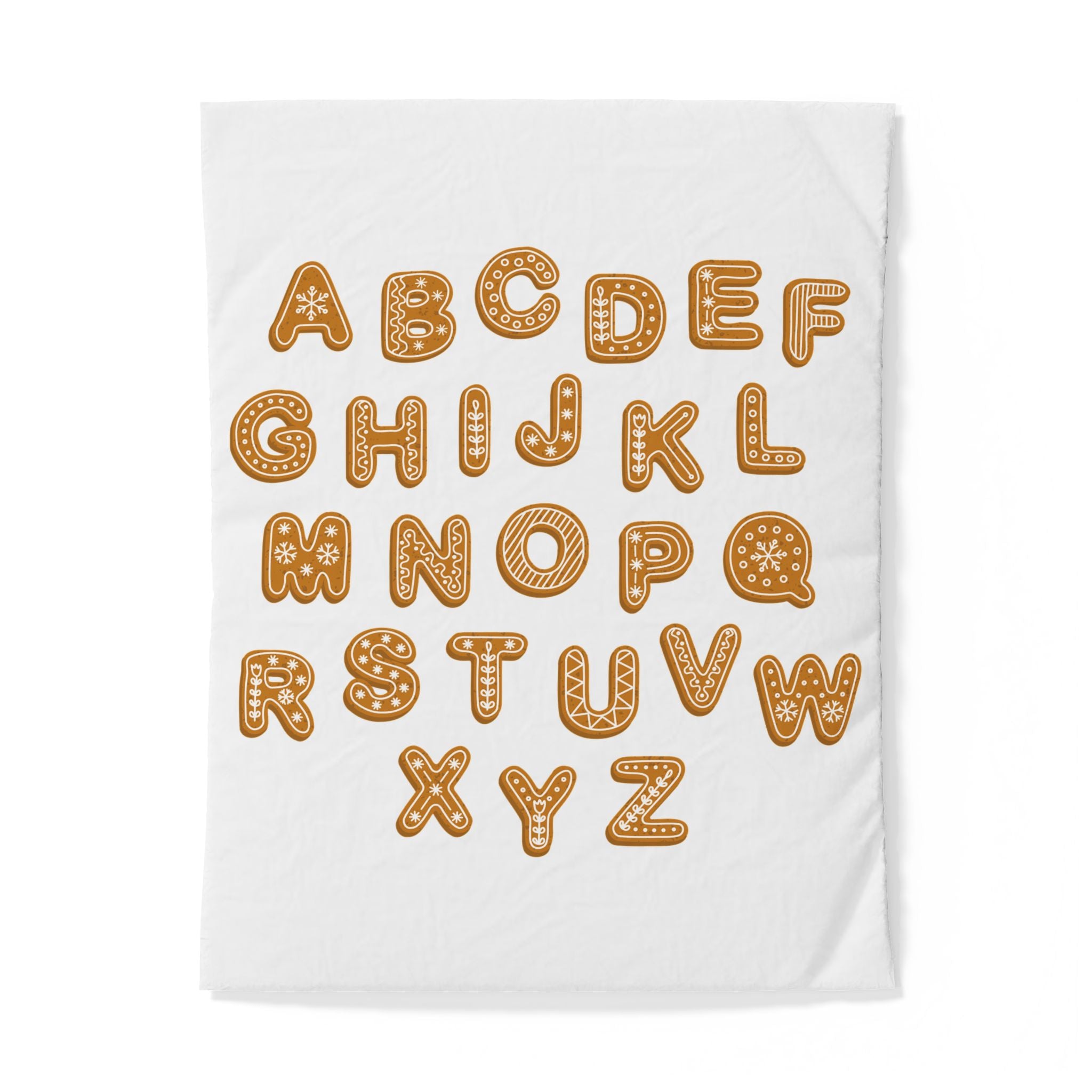 Housse de Couette Alphabétique en Pain d'Épices | Literie pour Enfants, Alphabet de Noël