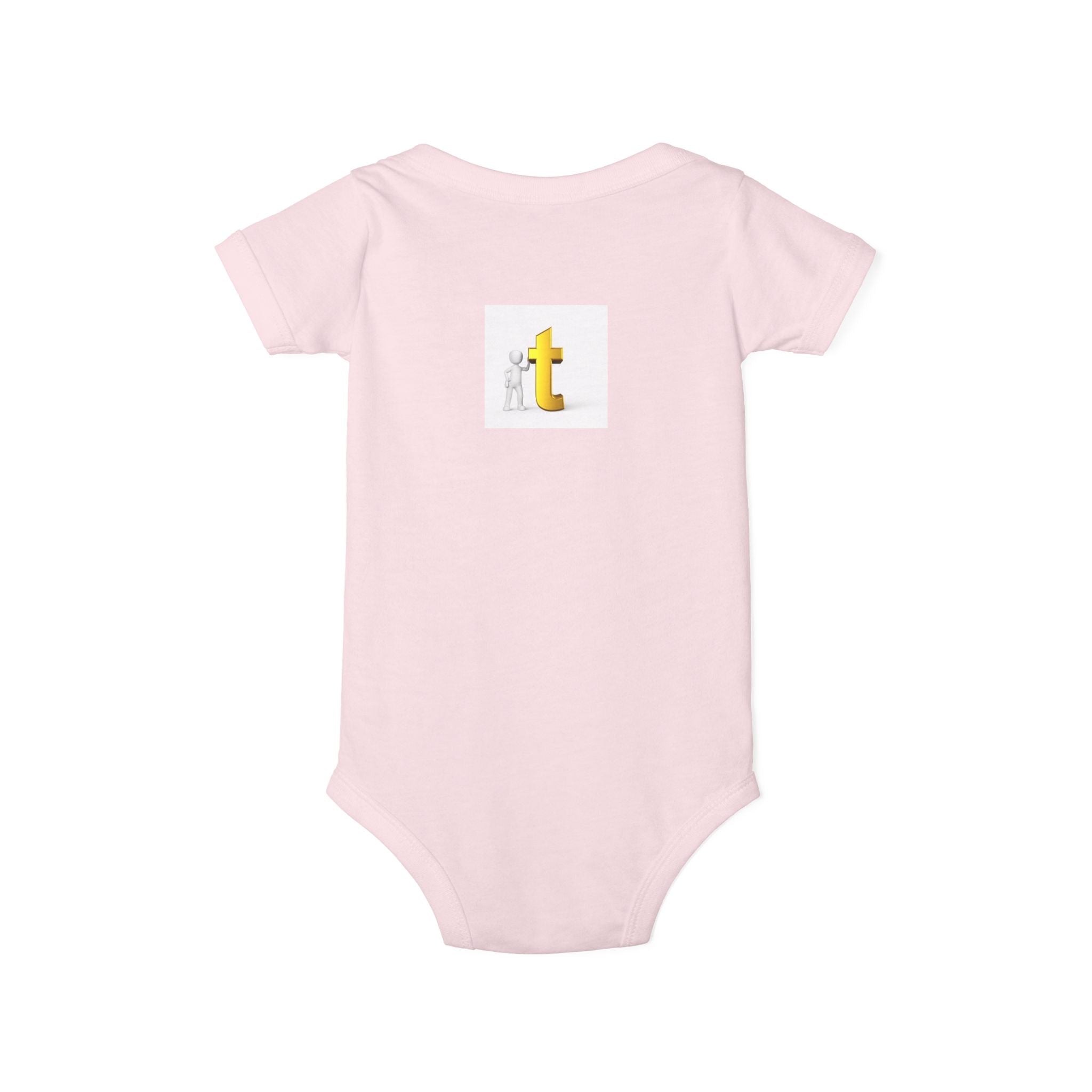 Yellow Letter T Baby Onesie | Infant Jersey One Piece, Minimal Initial Graphic