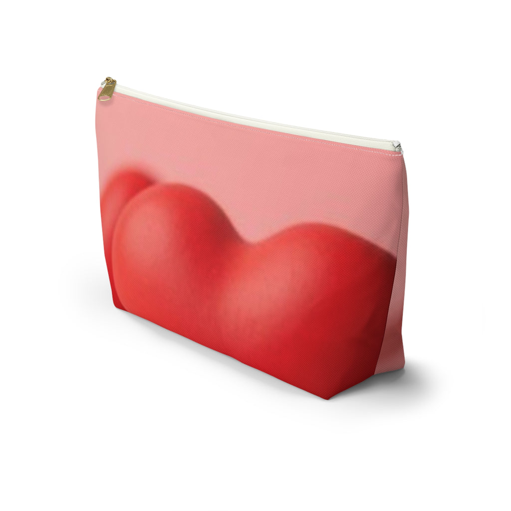 Red Hearts Petals Accessory Pouch