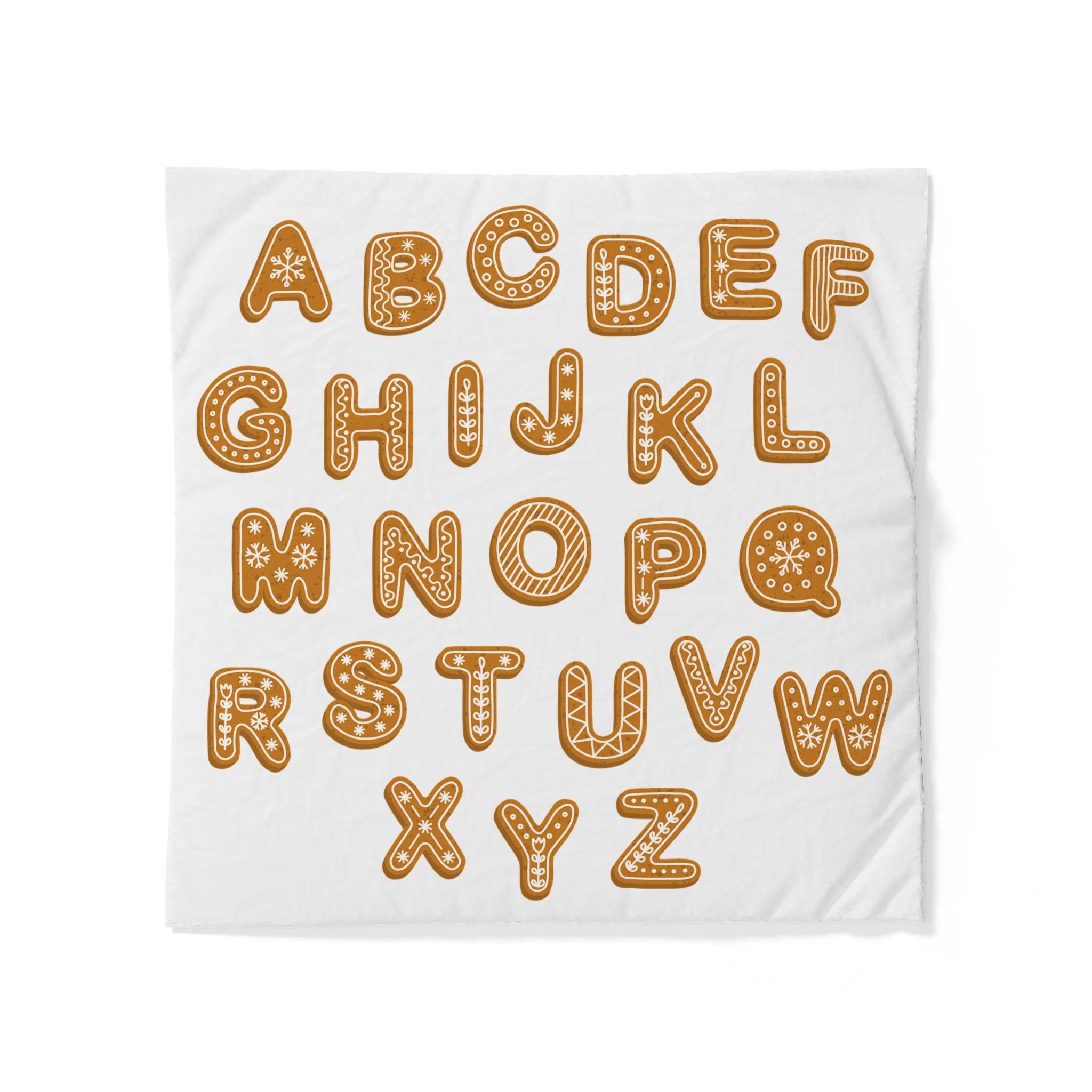 Housse de Couette Alphabétique en Pain d'Épices | Literie pour Enfants, Alphabet de Noël