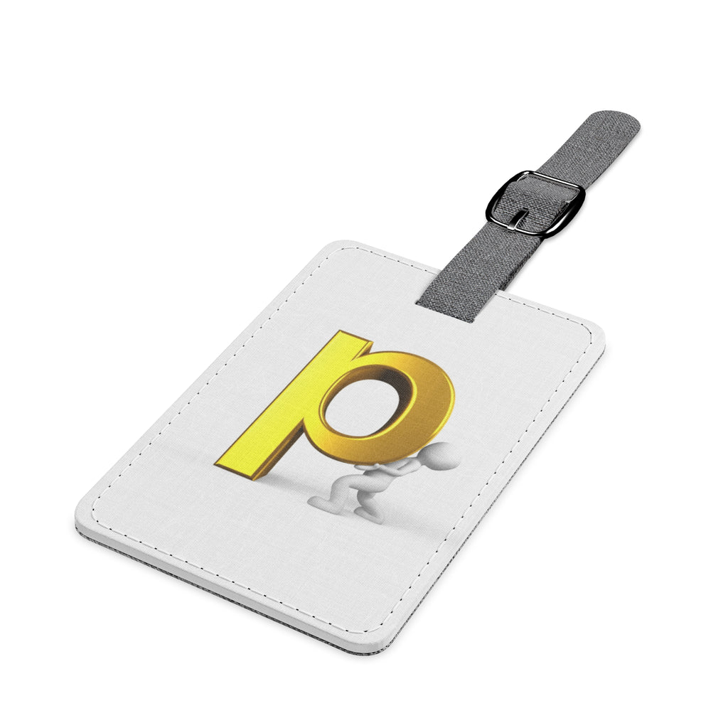 Gold Letter P Monogram Luggage Tag | Rectangle Polyester