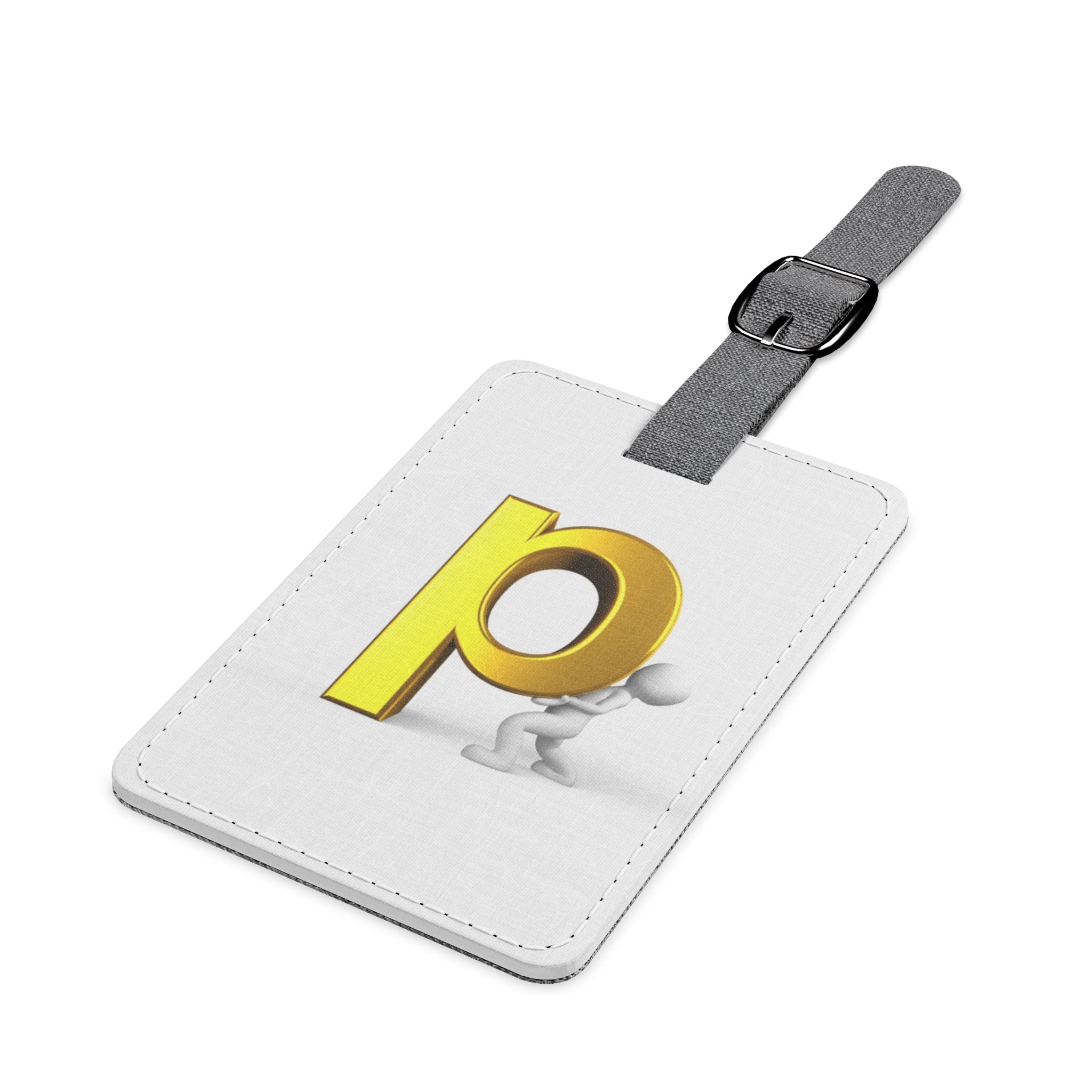 Gold Letter P Monogram Luggage Tag | Rectangle Polyester