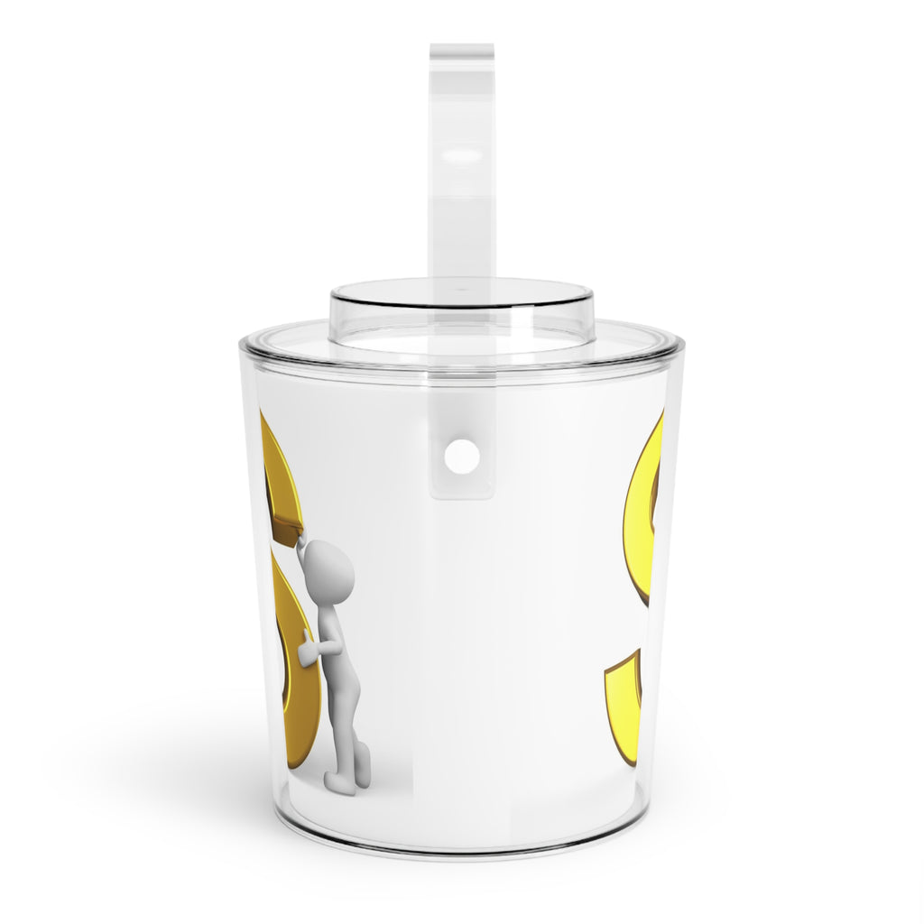 Gold Letter S Monogram Ice Bucket with Tongs | Personalized Initial Cooler