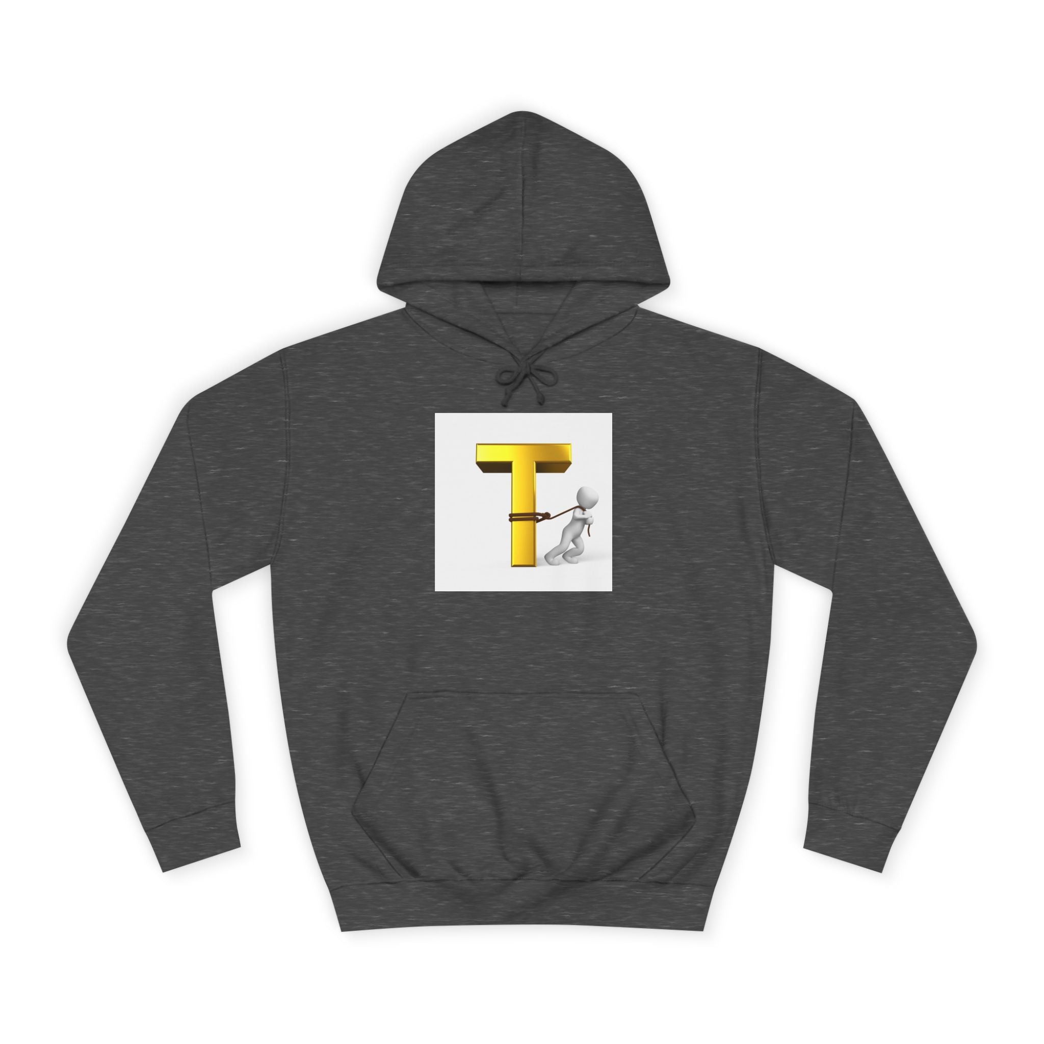 Letter T Mascot Pulling Block T Hoodie | Monogram Initial T Sweatshirt