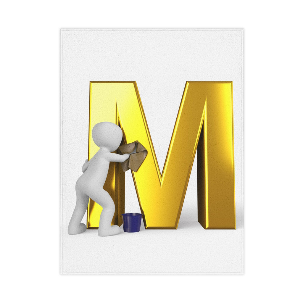 Gold Letter M with Painter Toddler Blanket | Personalized Monogram