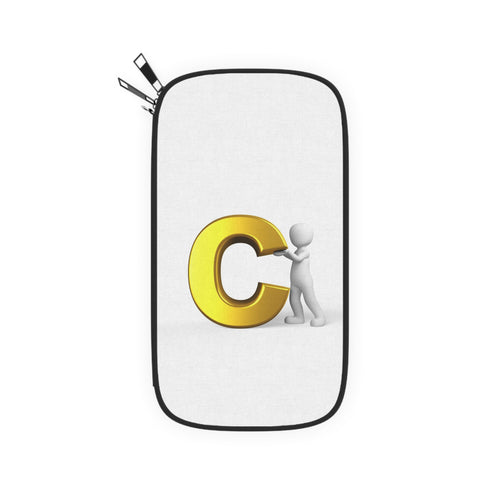 Porte-cartes de voyage Monogramme en cuir synthétique avec lettre C dorée en 3D