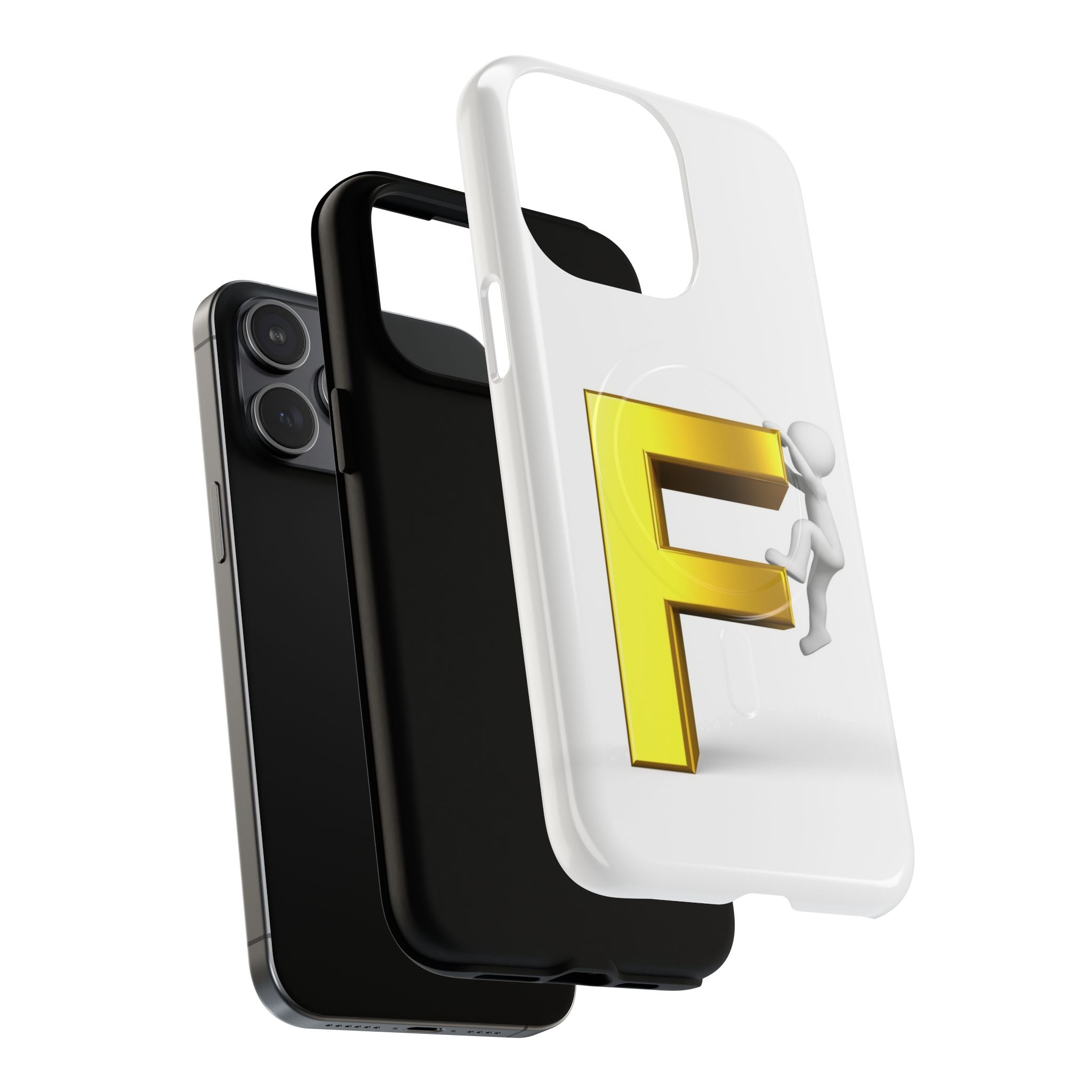 3D Gold Letter F Climber Phone Case | Magnetic Tough Case