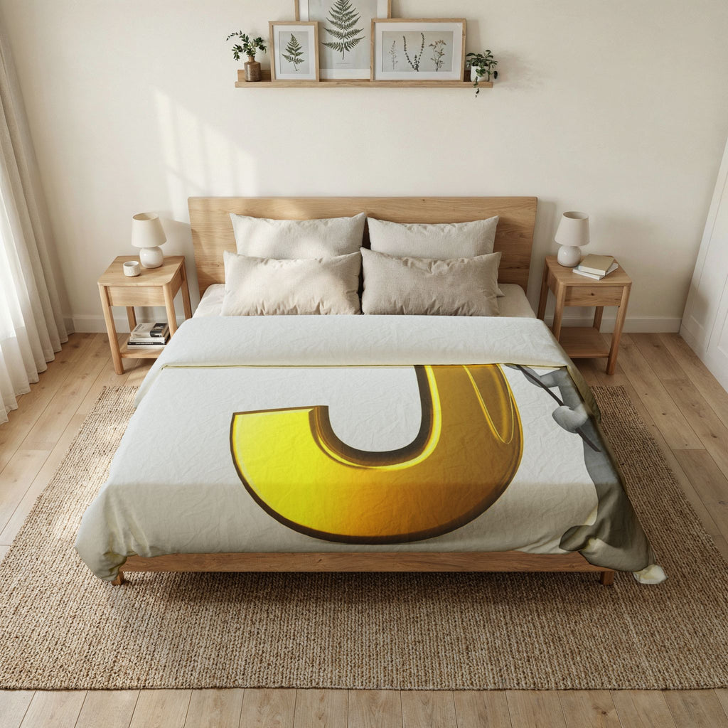 Gold Letter J illustration Duvet Cover | Monogram Initial Bedding