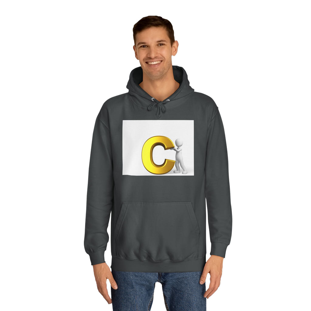 3D Yellow Letter C with Character Hoodie | Initial Monogram Sweatshirt