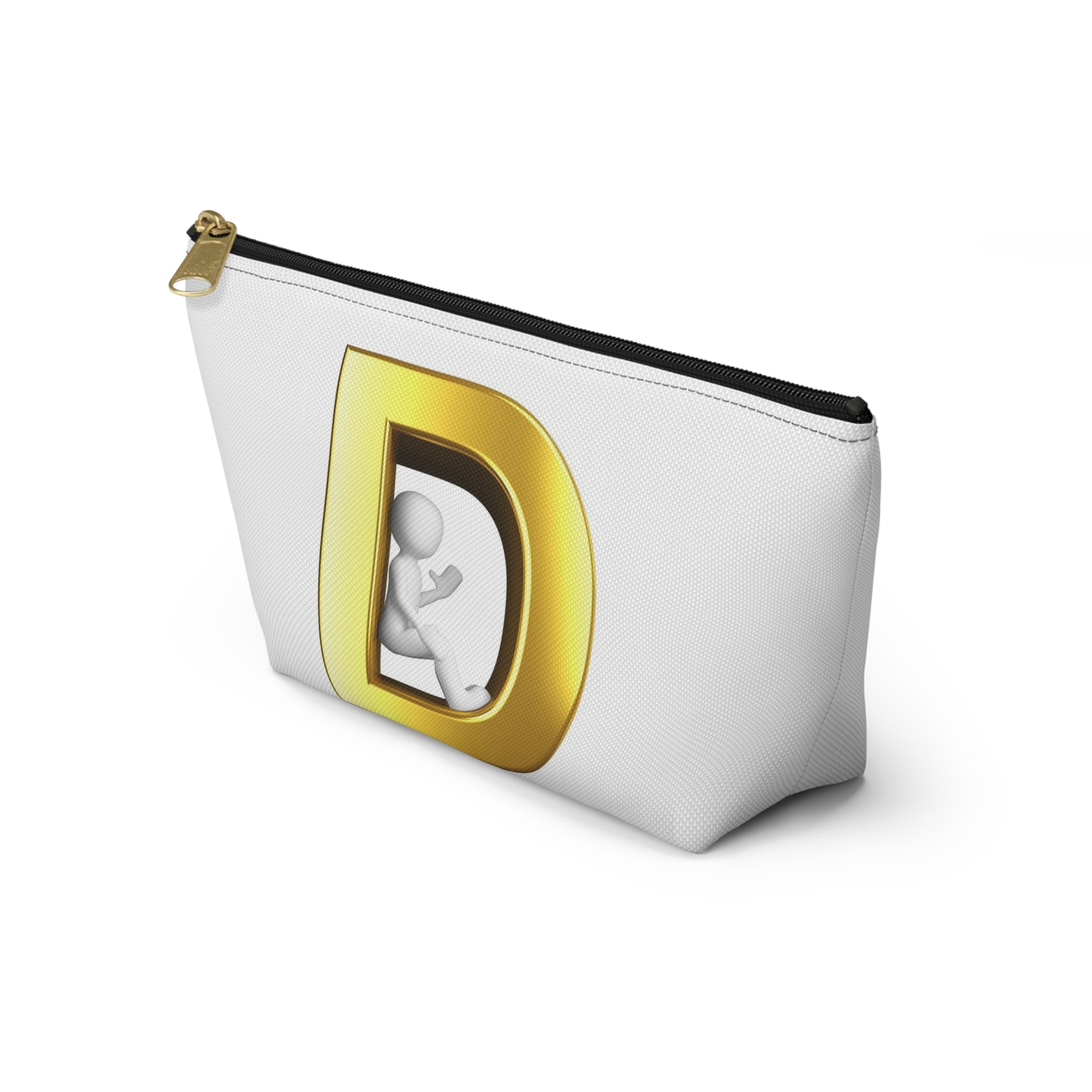 Gold Letter D with 3D Figure Accessory Pouch