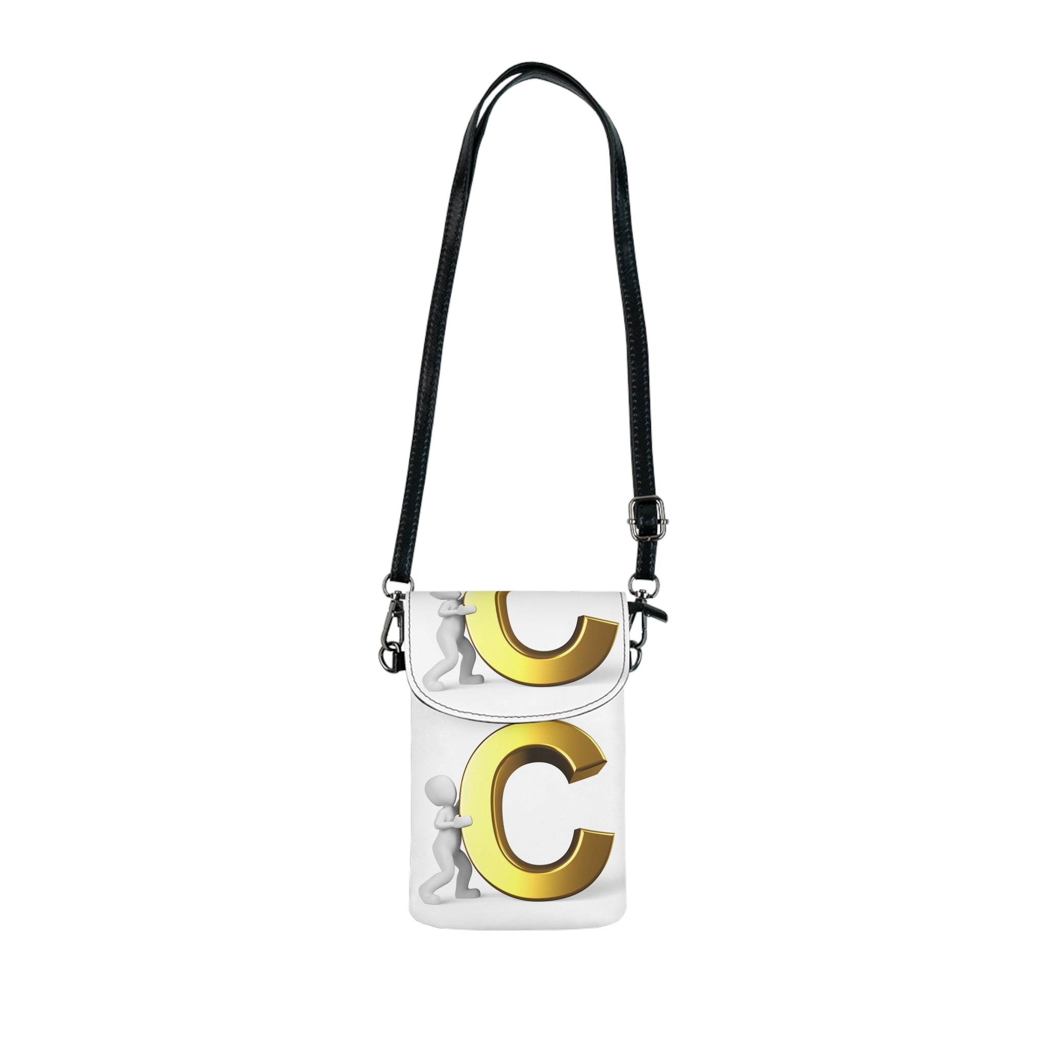 Gold Letter C Monogram Small Cell Phone Wallet | Initial C Phone Pouch