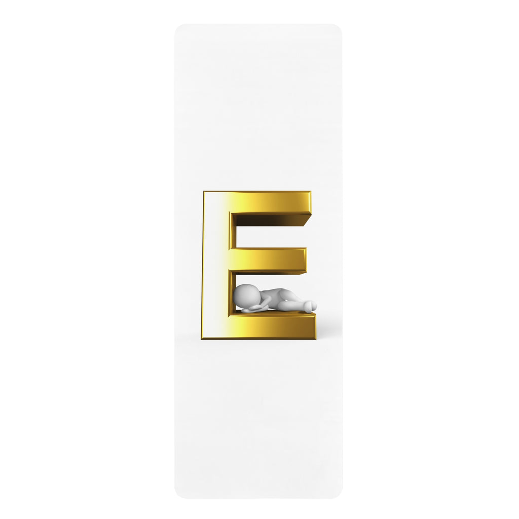 Gold Letter E with Resting Figure Rubber Yoga Mat | Initial Monogram Mat
