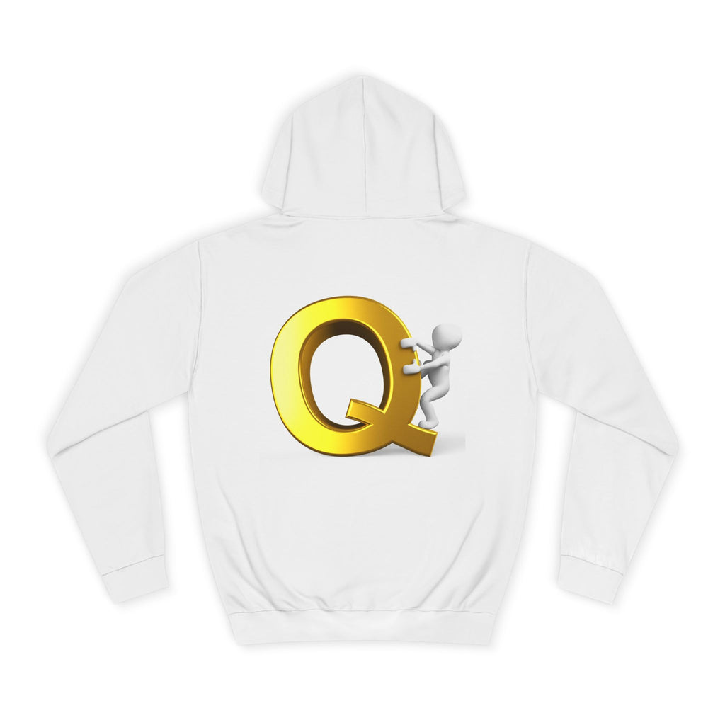 Golden Q Letter Hoodie | 3D Character Climbing Initial Sweatshirt