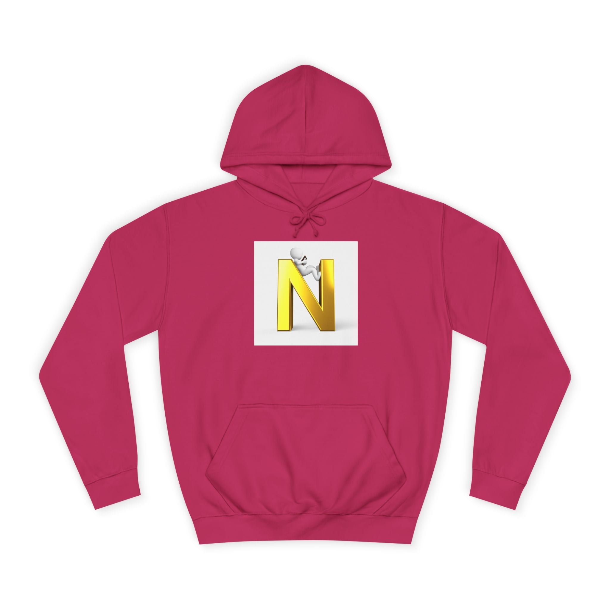 Gold 3D Letter N with Climbing Figure Hoodie | Initial Monogram Pullover