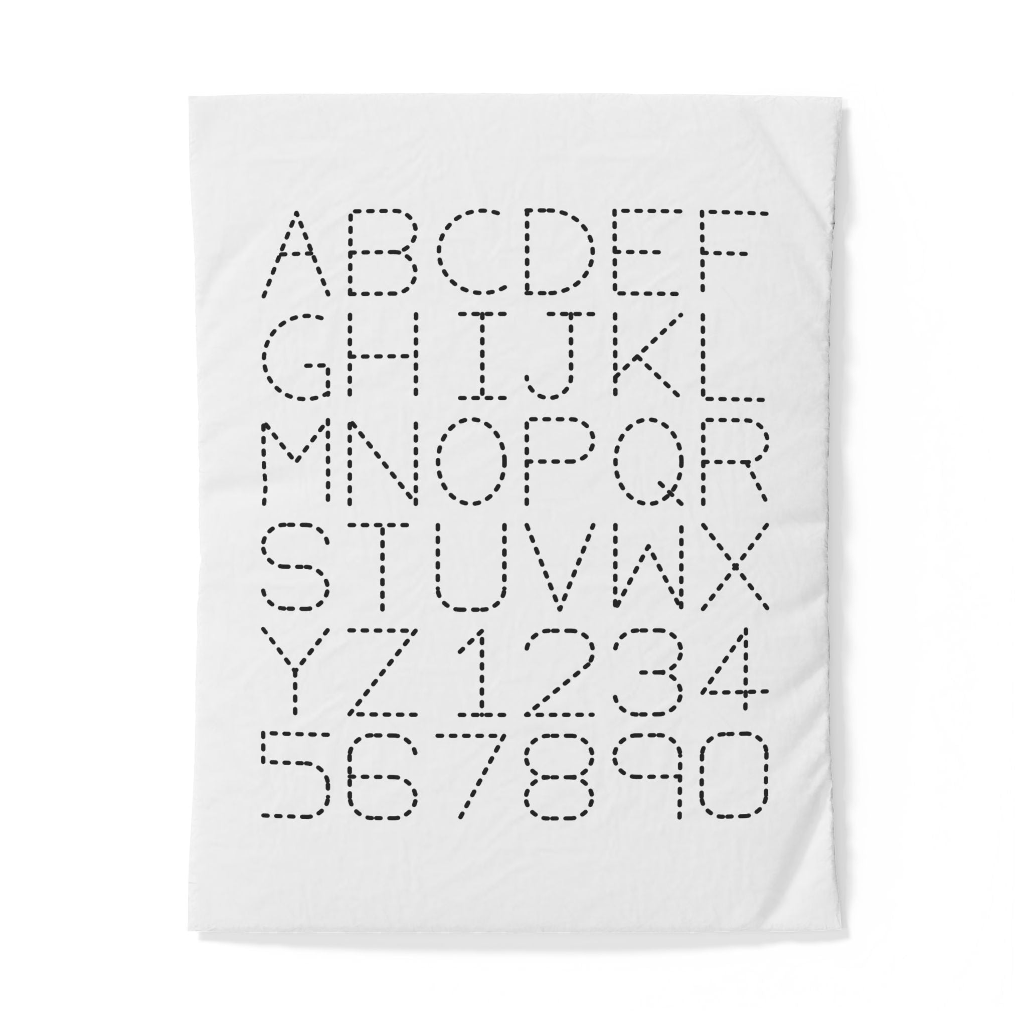 Housse de couette Alphabet et Chiffres à pois | Parure de lit typographique moderne
