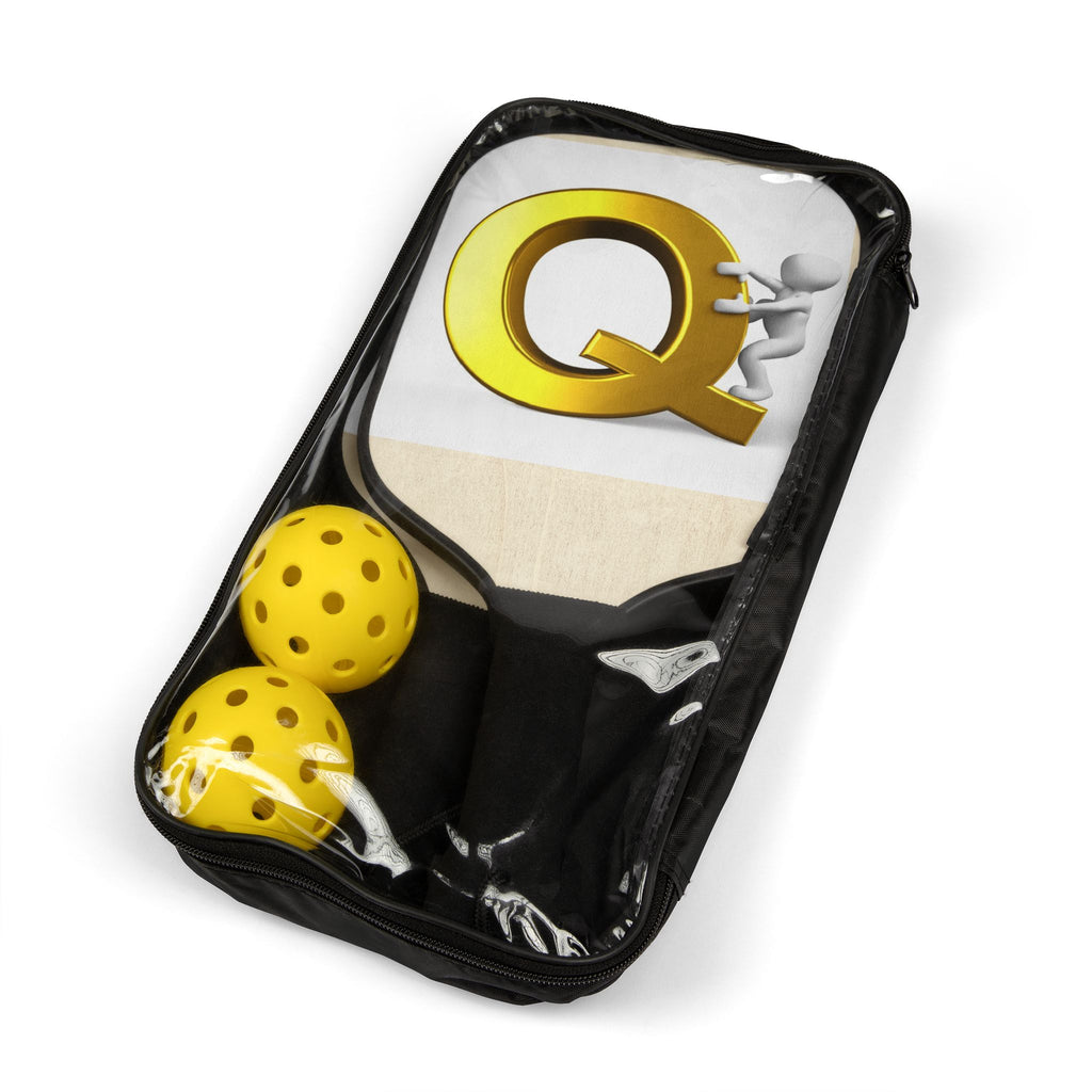 Gold Letter Q Pickleball Paddle