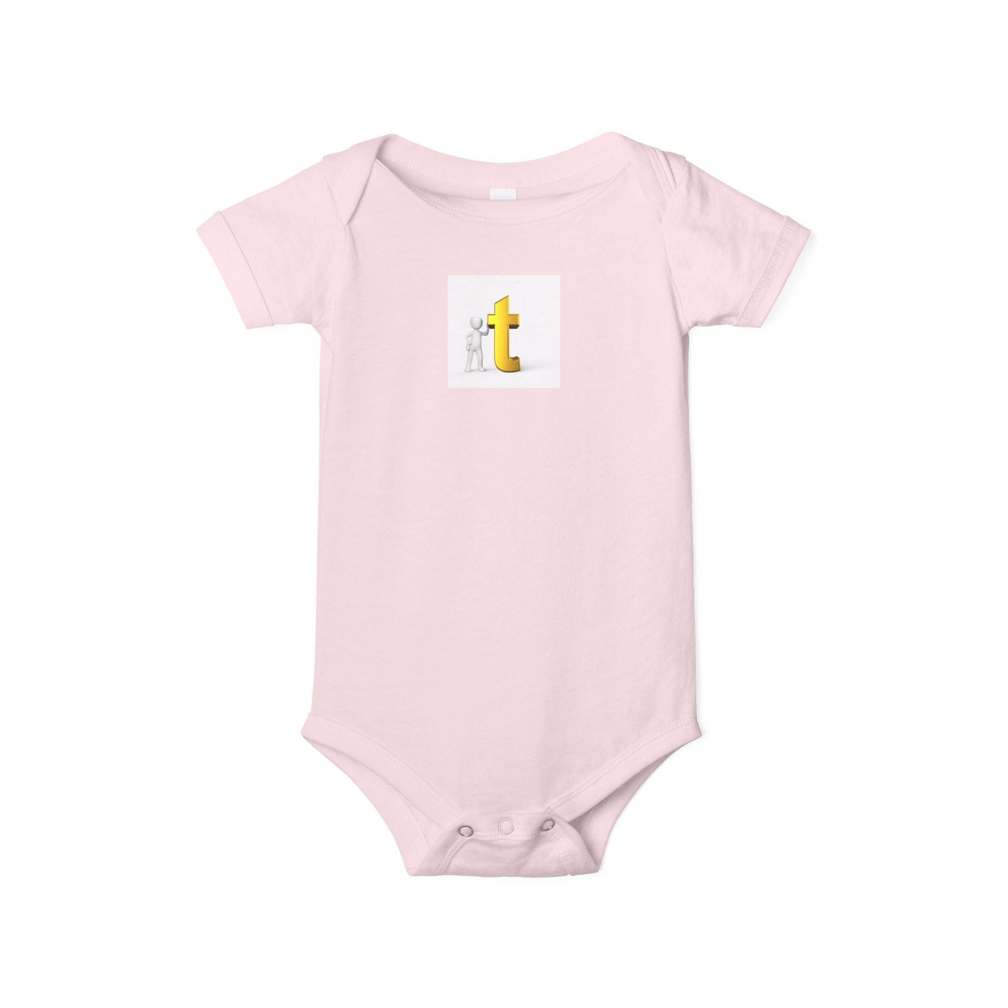 Grenouillère bébé lettre T jaune | Body bébé en jersey, motif initial minimaliste