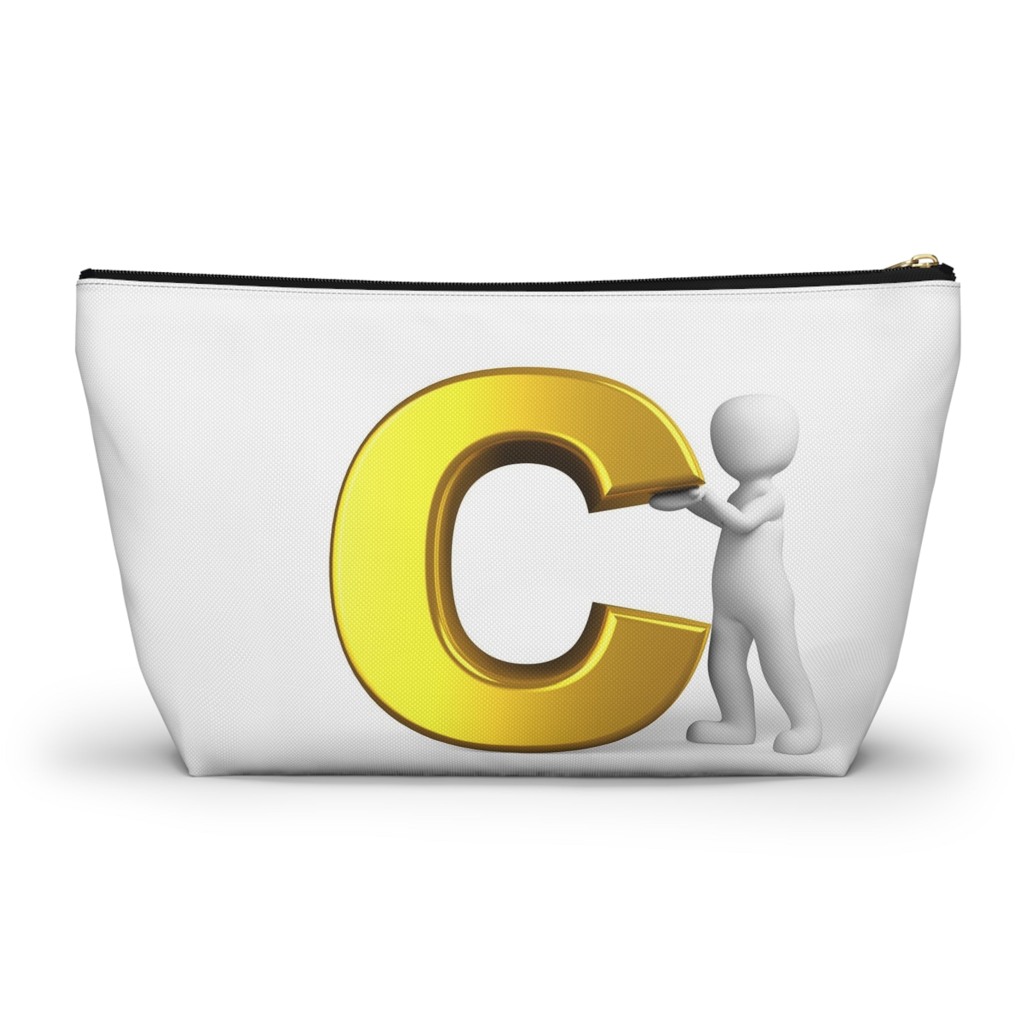 Gold Letter C with Figure Accessory Pouch