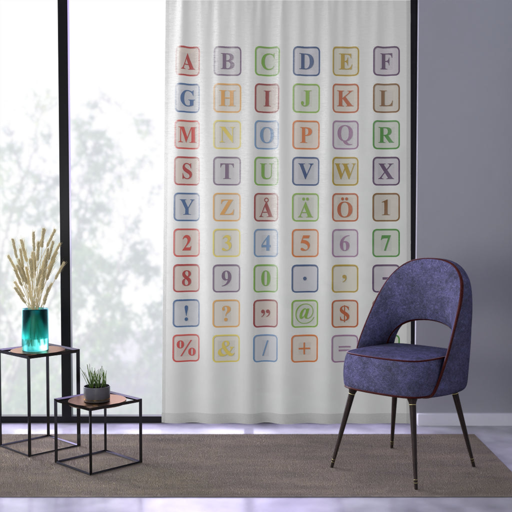 Alphabet Blocks Window Curtain | Colorful ABC Letters, Numbers & Symbols
