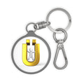 Golden Letter Ü with person keyring tag | Round Keychain