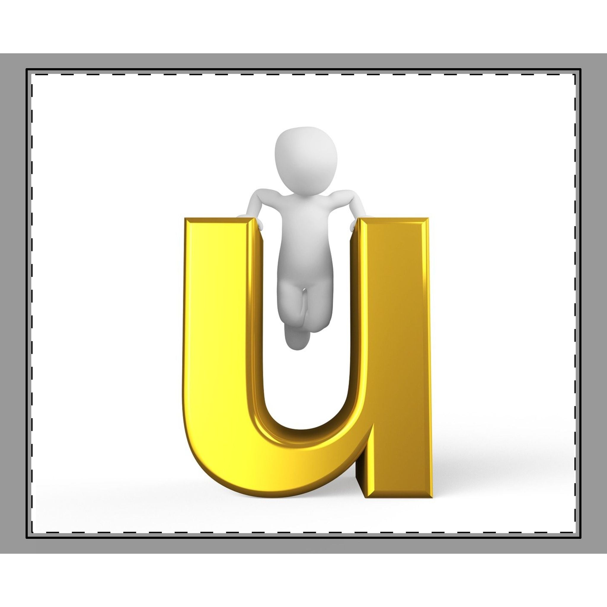 Gold Letter U with Figure throw Pillow