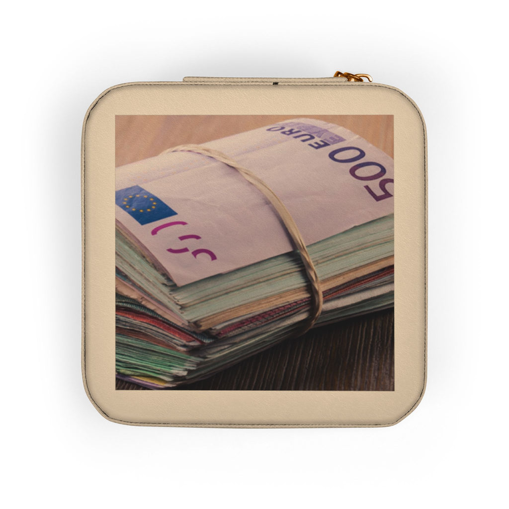 Stack of Cash Photo Jewelry Travel Case | Compact Velvet Lined Organizer