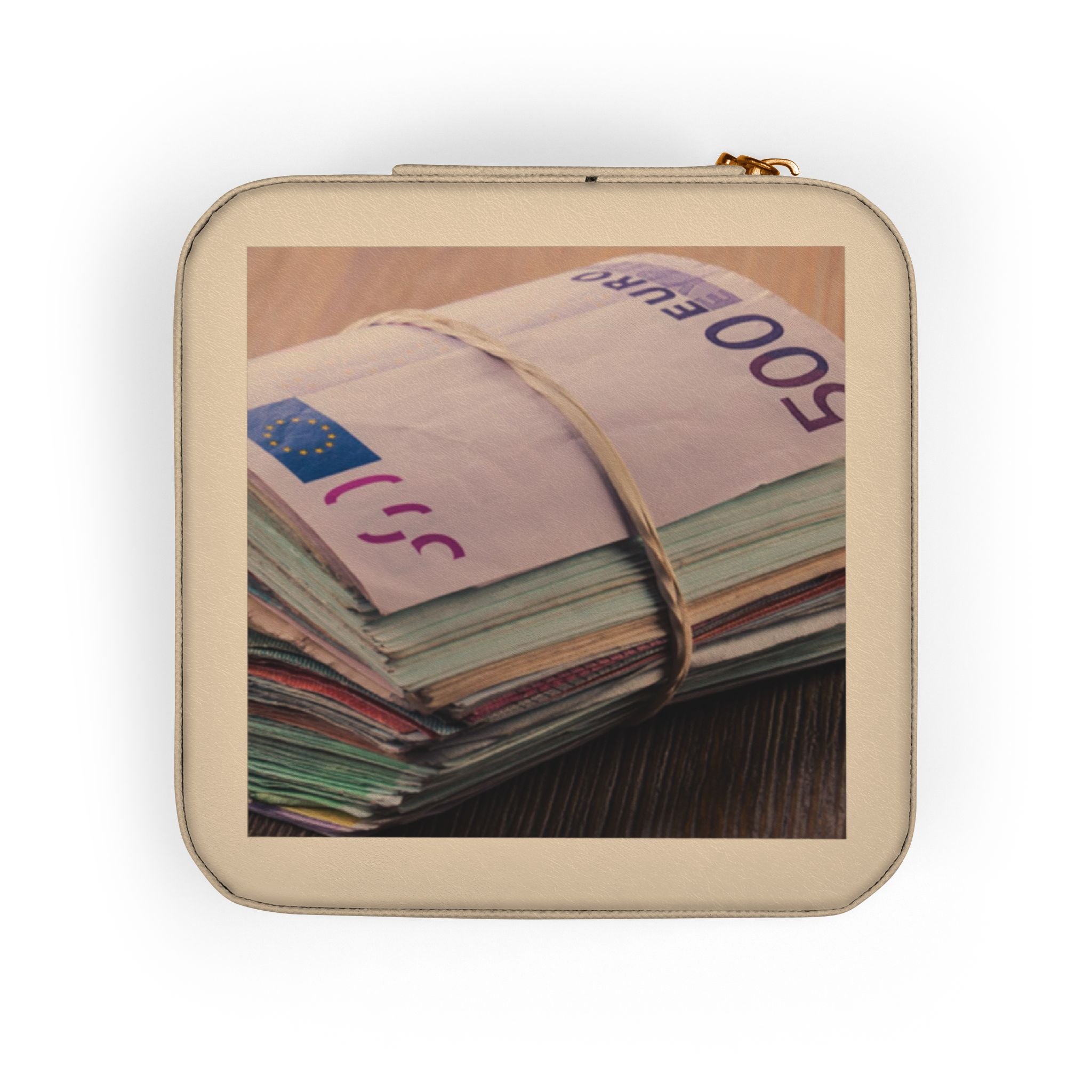 Stack of Cash Photo Jewelry Travel Case | Compact Velvet Lined Organizer