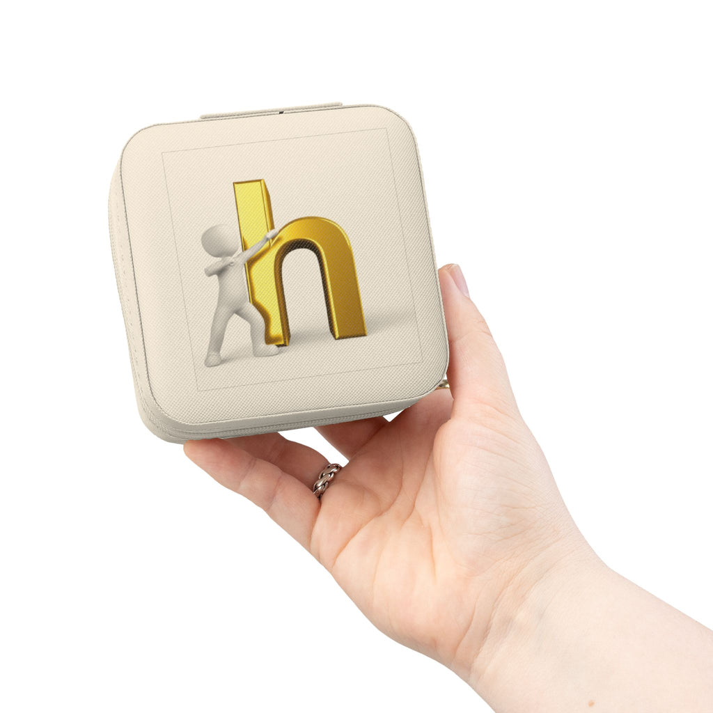 Gold Letter H Monogram Jewelry Travel Case | Small Pink Travel Jewelry Box