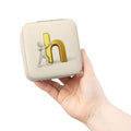 Gold Letter H Monogram Jewelry Travel Case | Small Pink Travel Jewelry Box