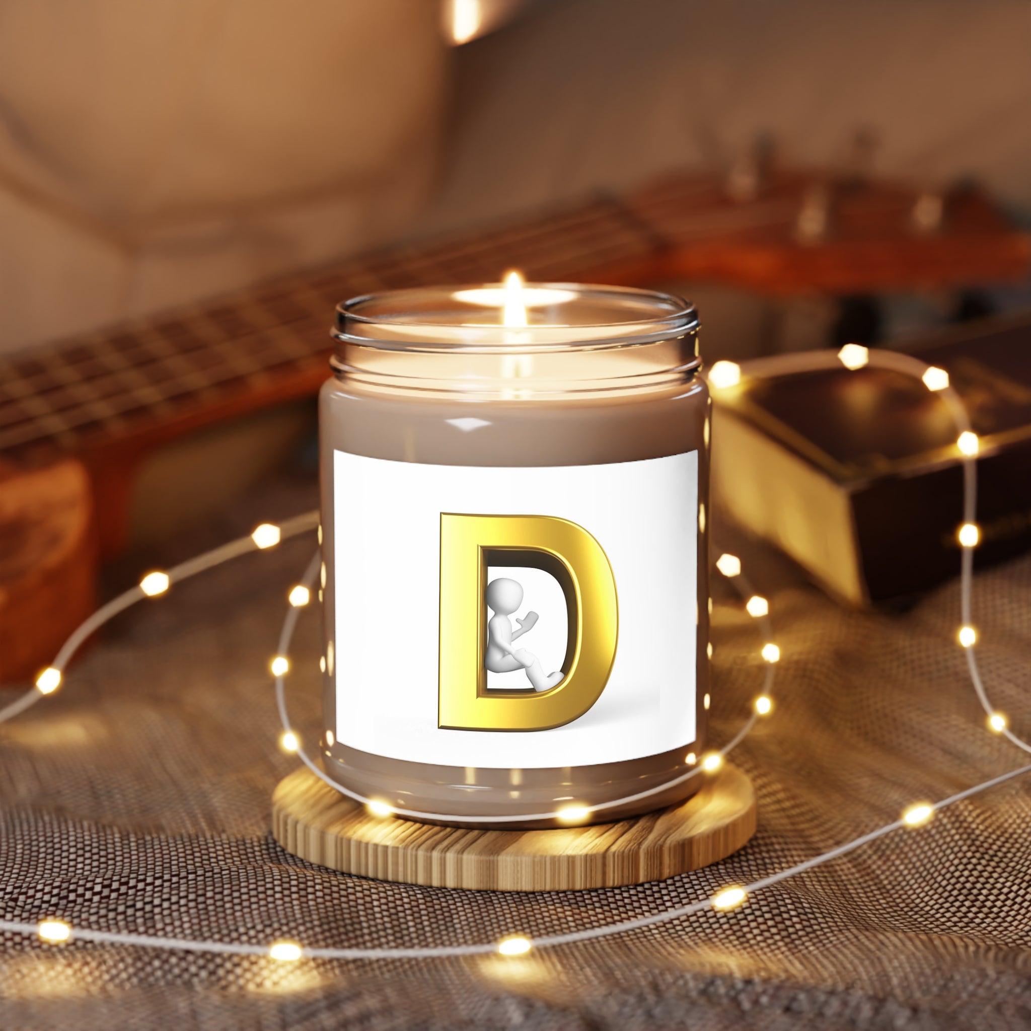 Gold Letter D Monogram Candle 9oz Soy Jar | Personalized Initial Candle