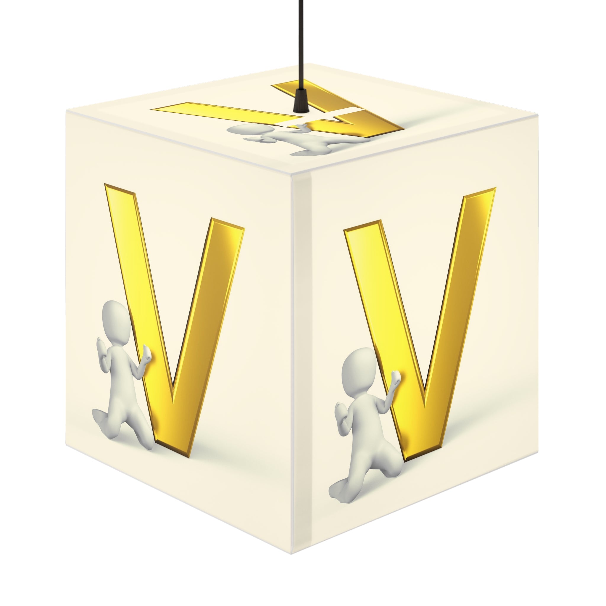 Light Cube Lamp | Gold Letter V