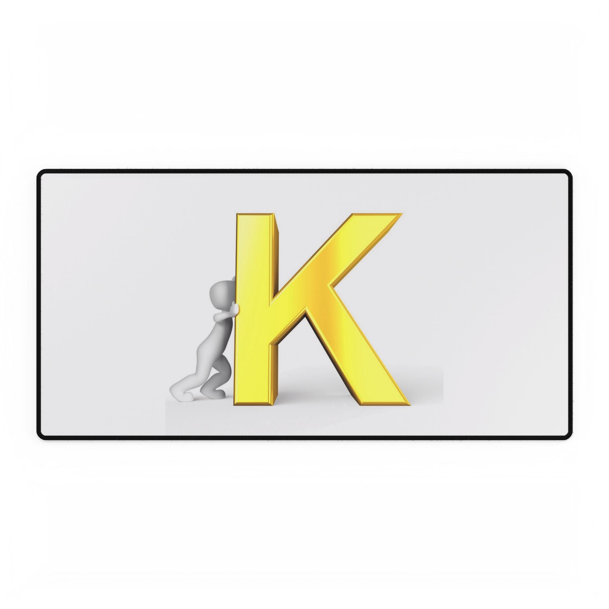 Tapis de bureau illustration lettre K jaune | Tapis de souris monogramme initial