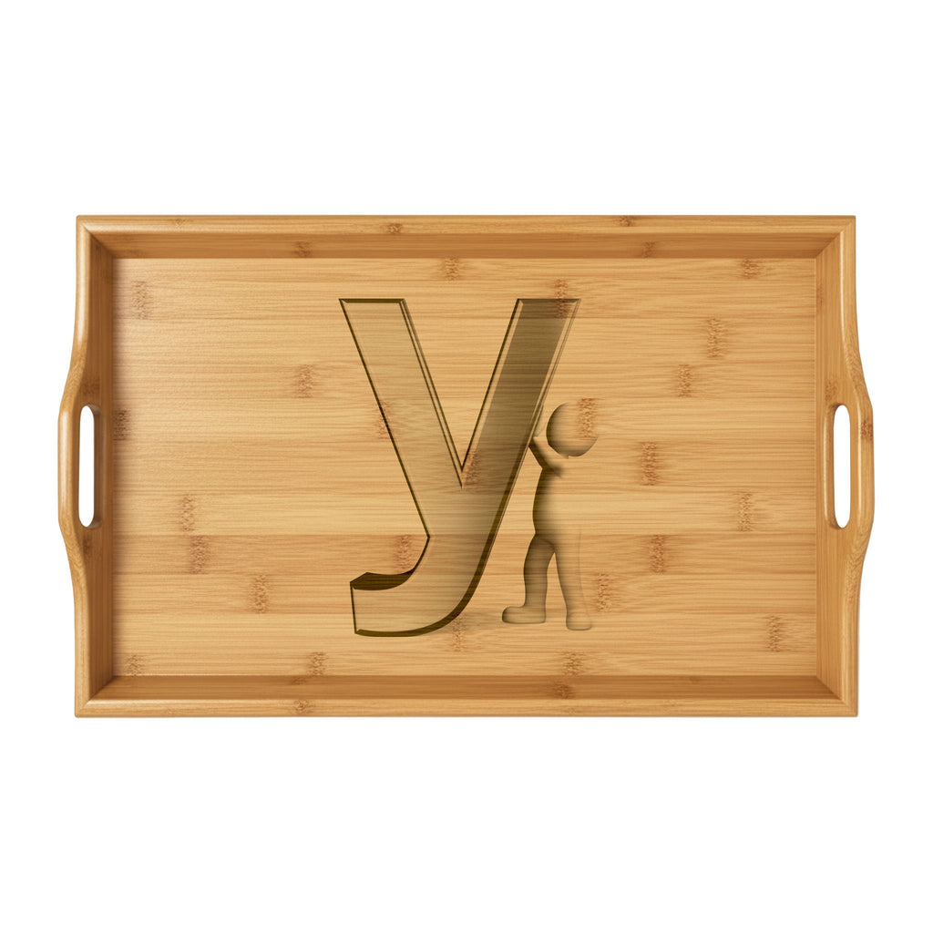 Letter Y Engraved bamboo serving tray | Personalized Initial Monogram