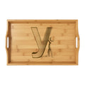 Letter Y Engraved bamboo serving tray | Personalized Initial Monogram