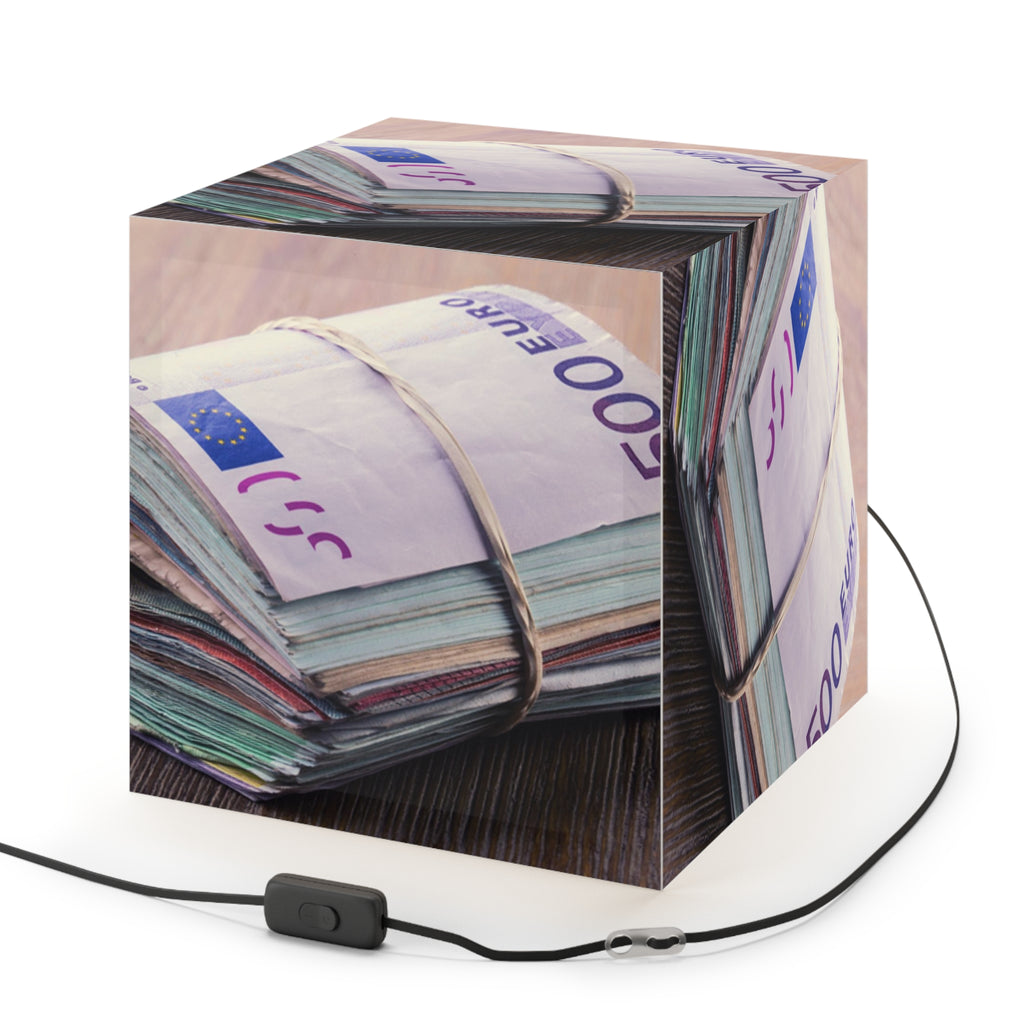 Stack of Euro Banknotes Light Cube Lamp | Money Photo Cube Lamp