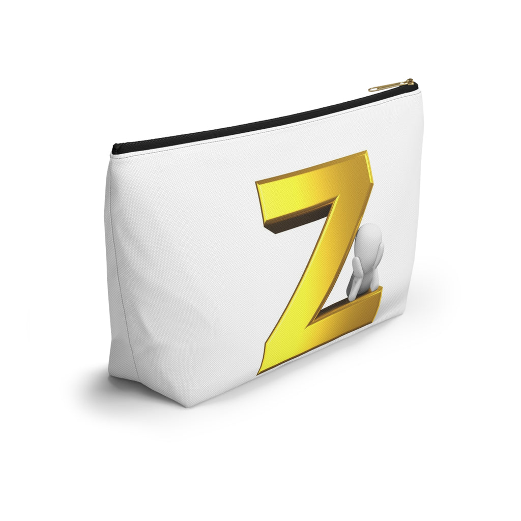 Gold Letter Z with 3D Character Accessory Pouch | Z Initial Makeup Bag
