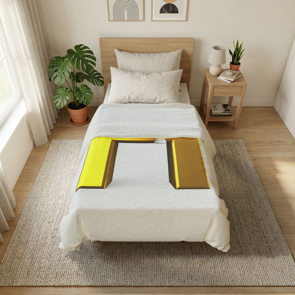 Gold Letter H with Climbing Figure Duvet Cover | Monogram Bedding