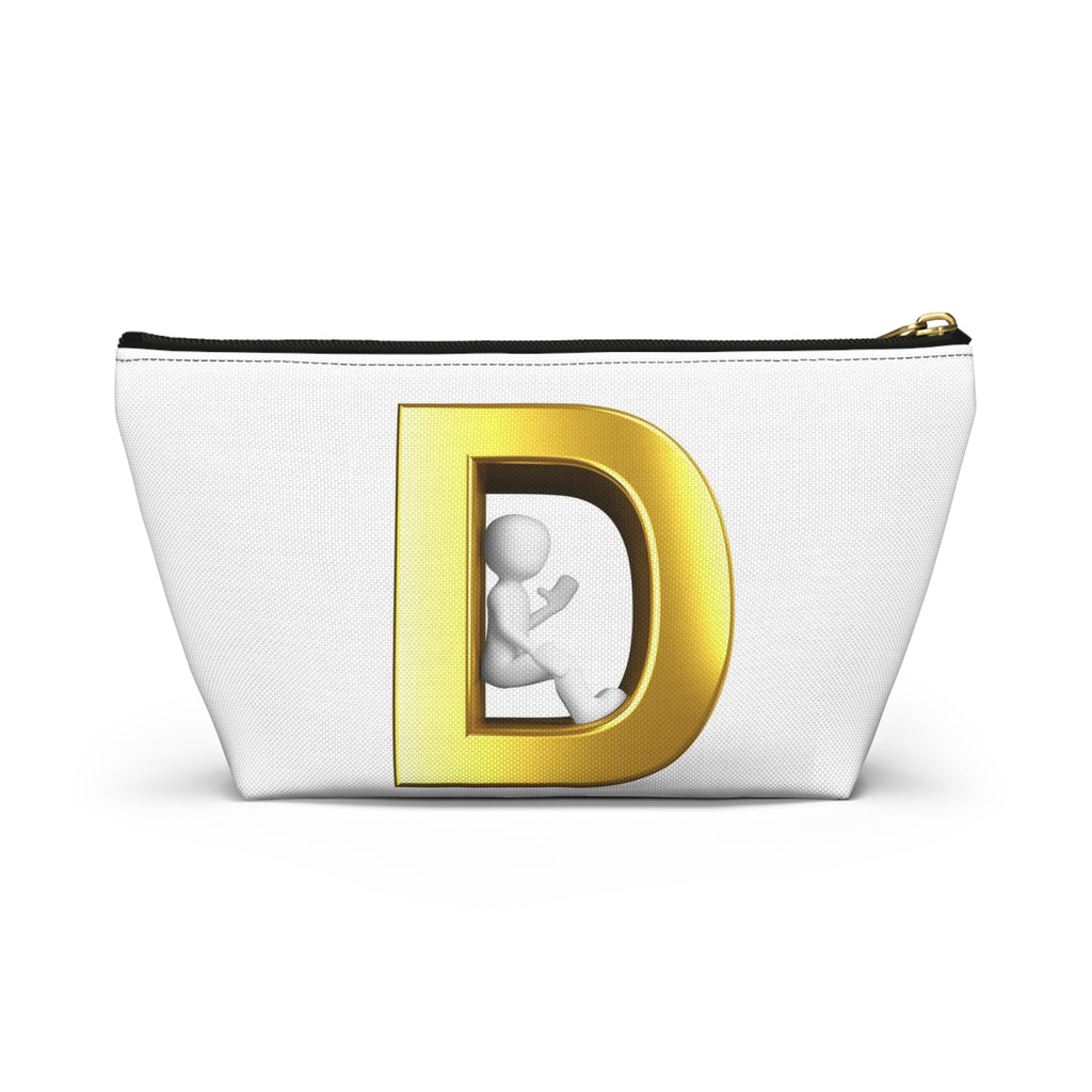 Gold Letter D with 3D Figure Accessory Pouch
