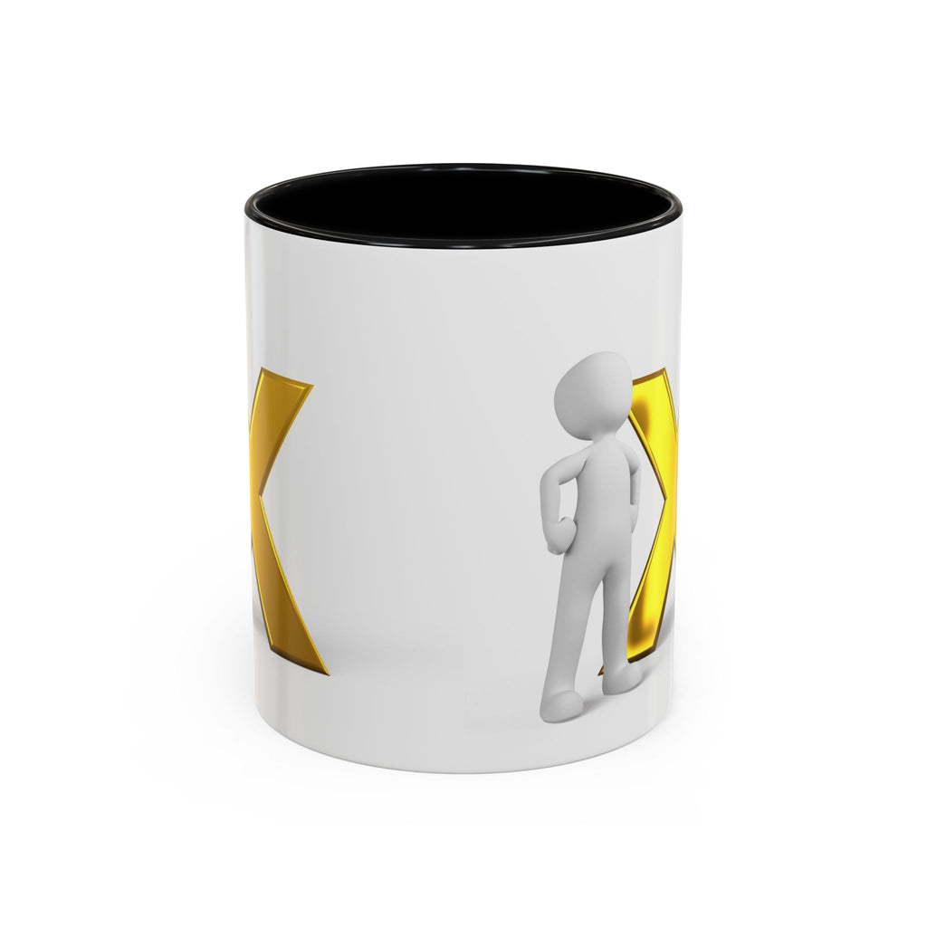 3D Gold X with Figure Mug | Accent Coffee Mug