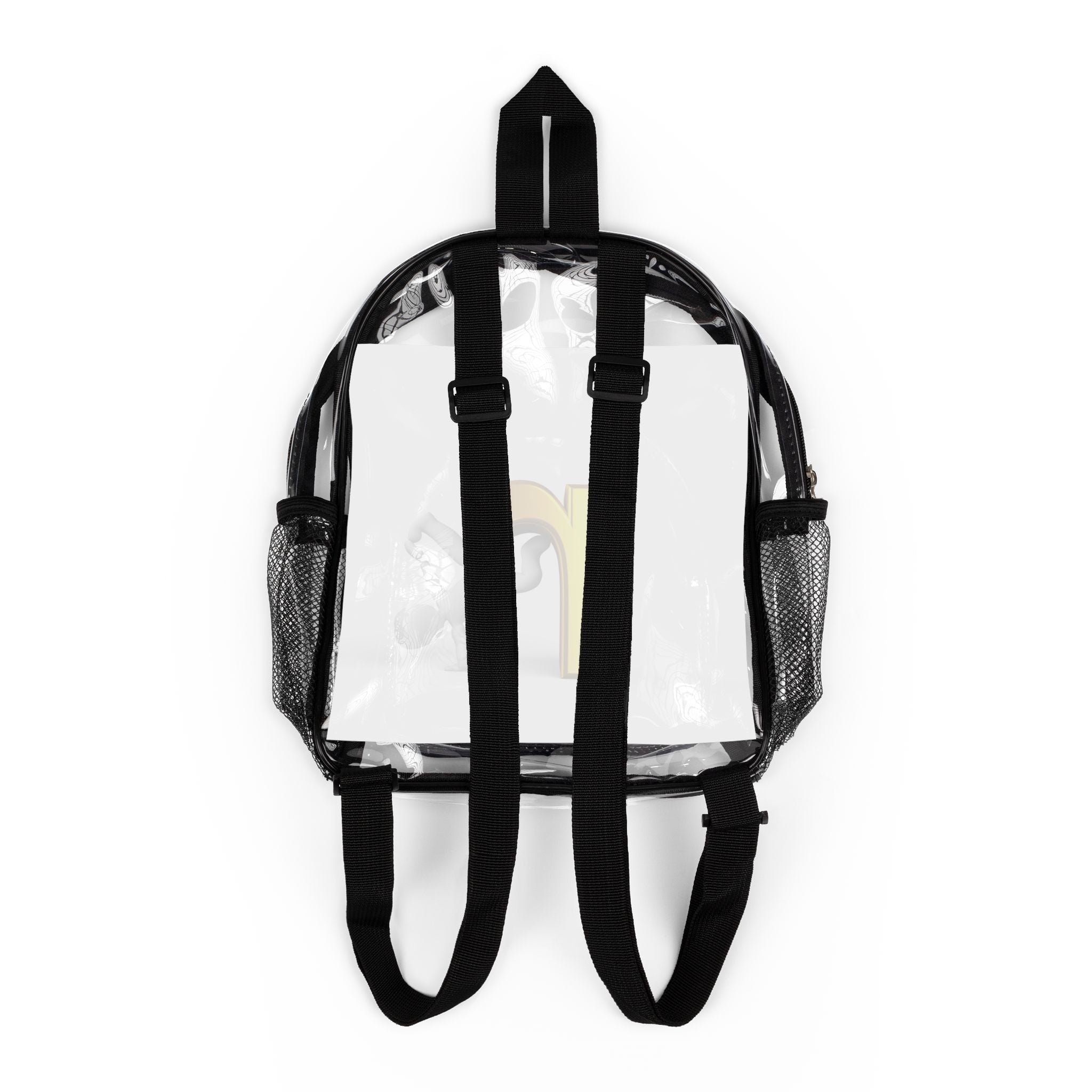 Yellow 3D Letter R design Clear Stadium Backpack | Transparent School Bag