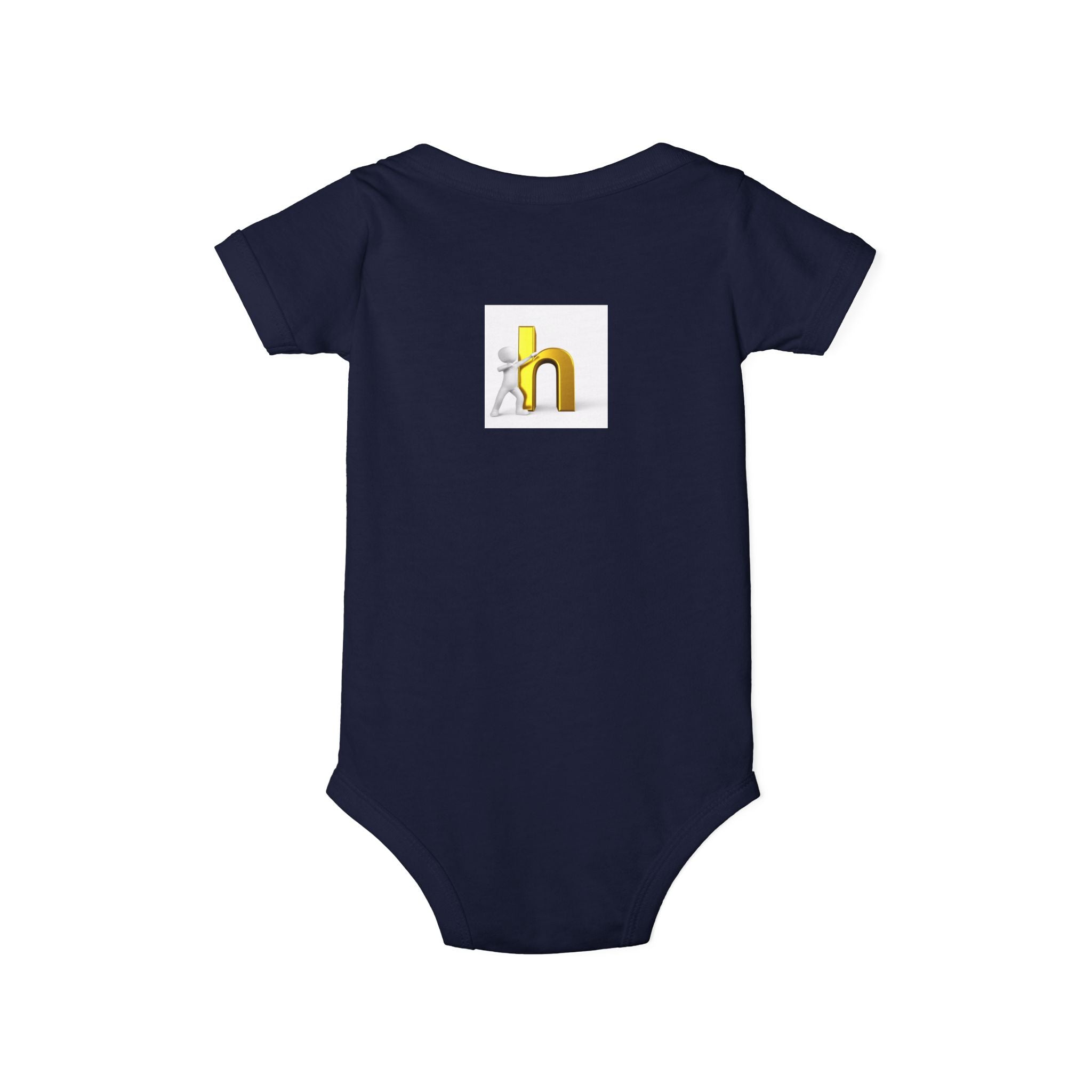 Yellow 3D Letter H Infant Jersey One Piece | Baby Bodysuit