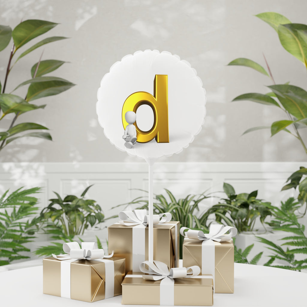 Gold Letter D Balloon round foil balloon | Alphabet initial balloon