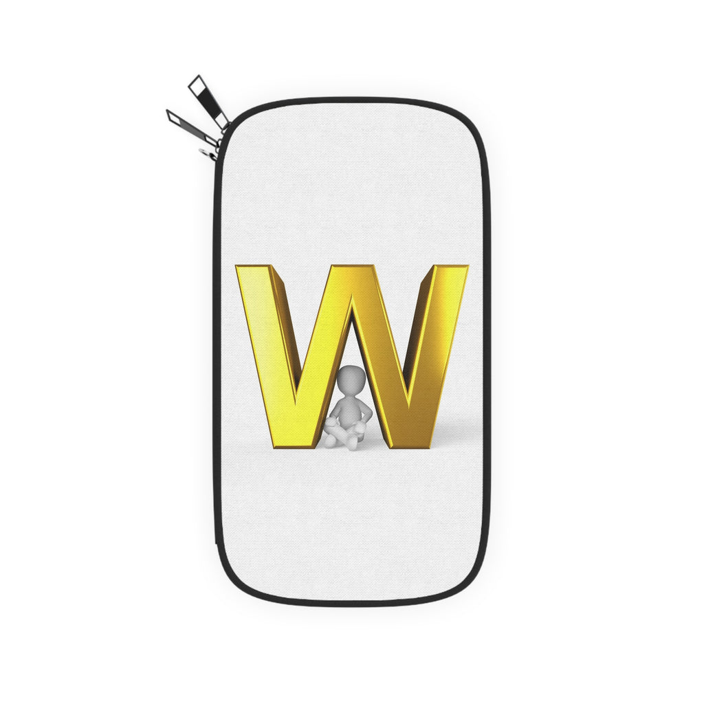 Gold Letter W Monogram Passport Wallet | Initial W Travel Document Holder