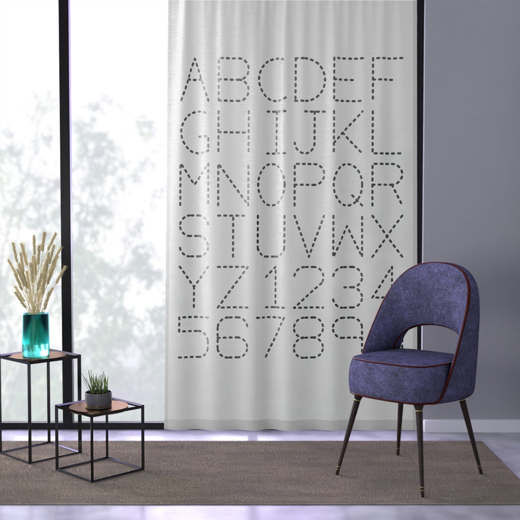 Dotted Alphabet and Numbers Window Curtain | Modern Nursery Alphabet Curtain