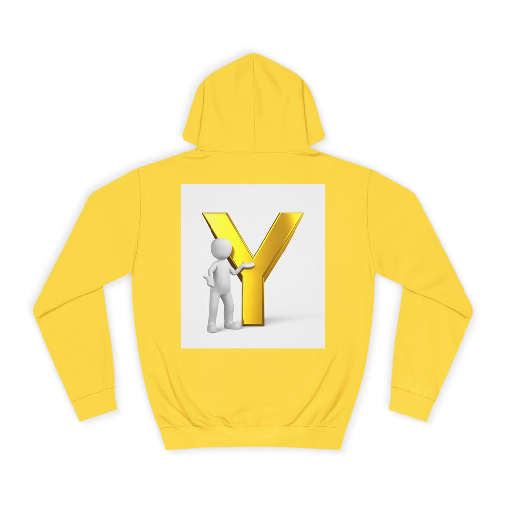 3D Gold Letter Y with Figure Hoodie | Initial Monogram Sweatshirt
